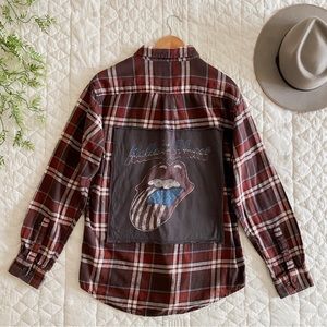 Upcycled The Rolling Stones Flannel Top